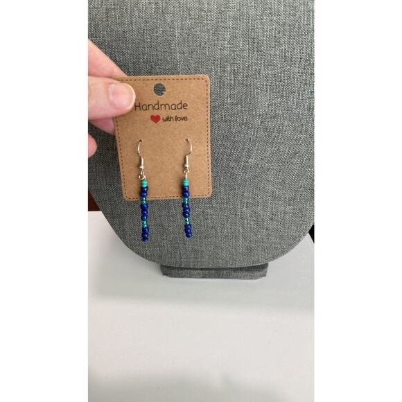 blue bead earrings - Picture 3 of 3